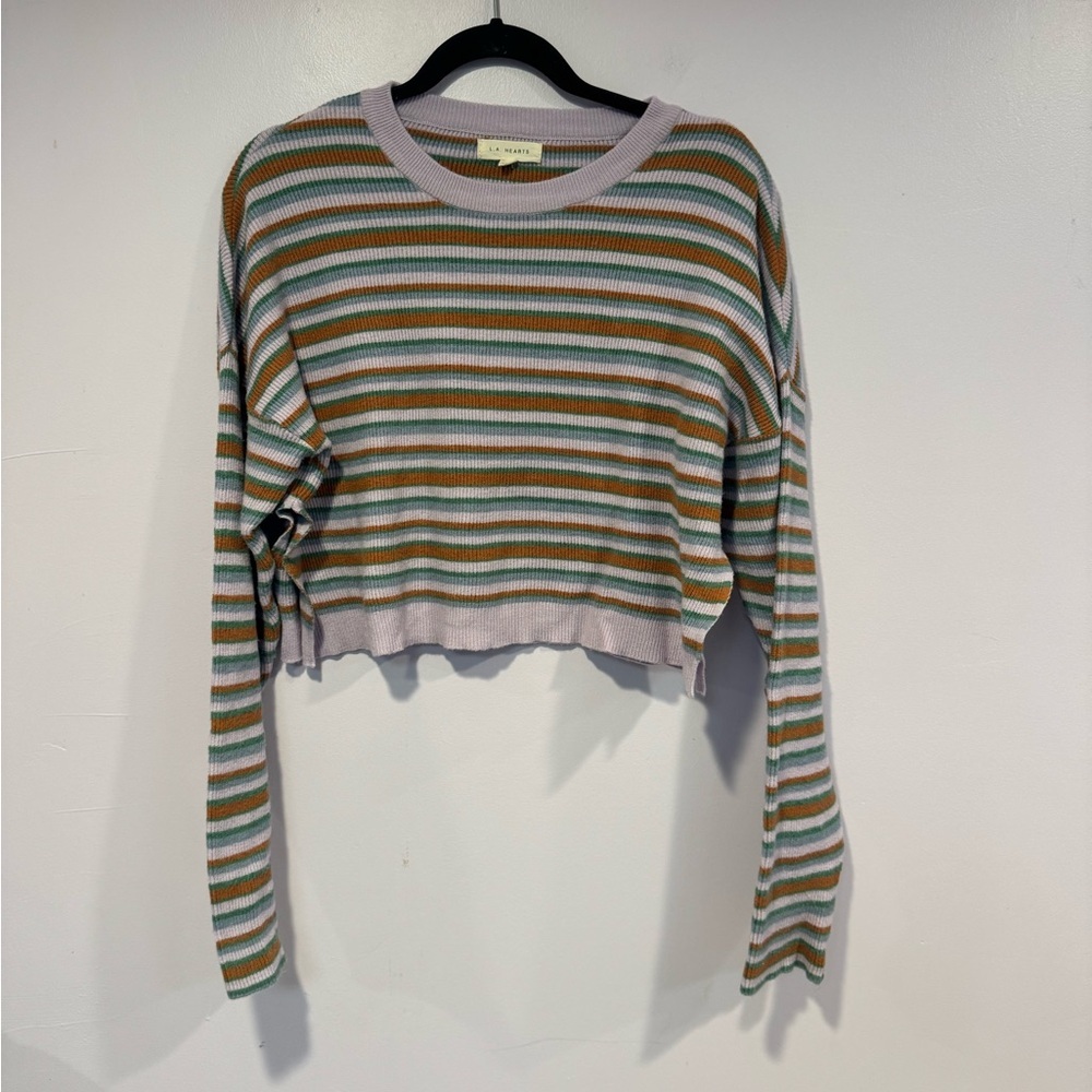 Purple orange and blue stripe crop‎ LA hearts sweater